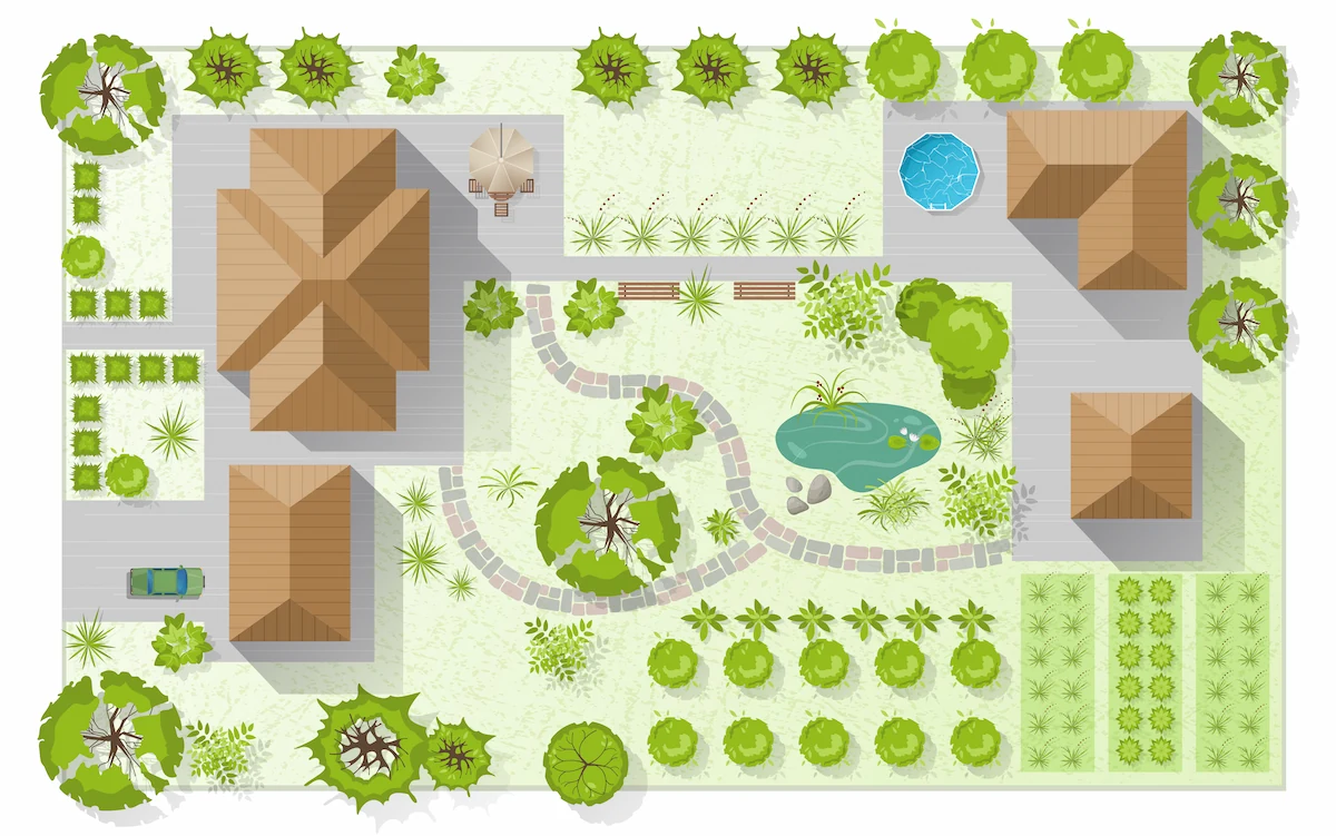 Site Plan Rumah dengan Taman